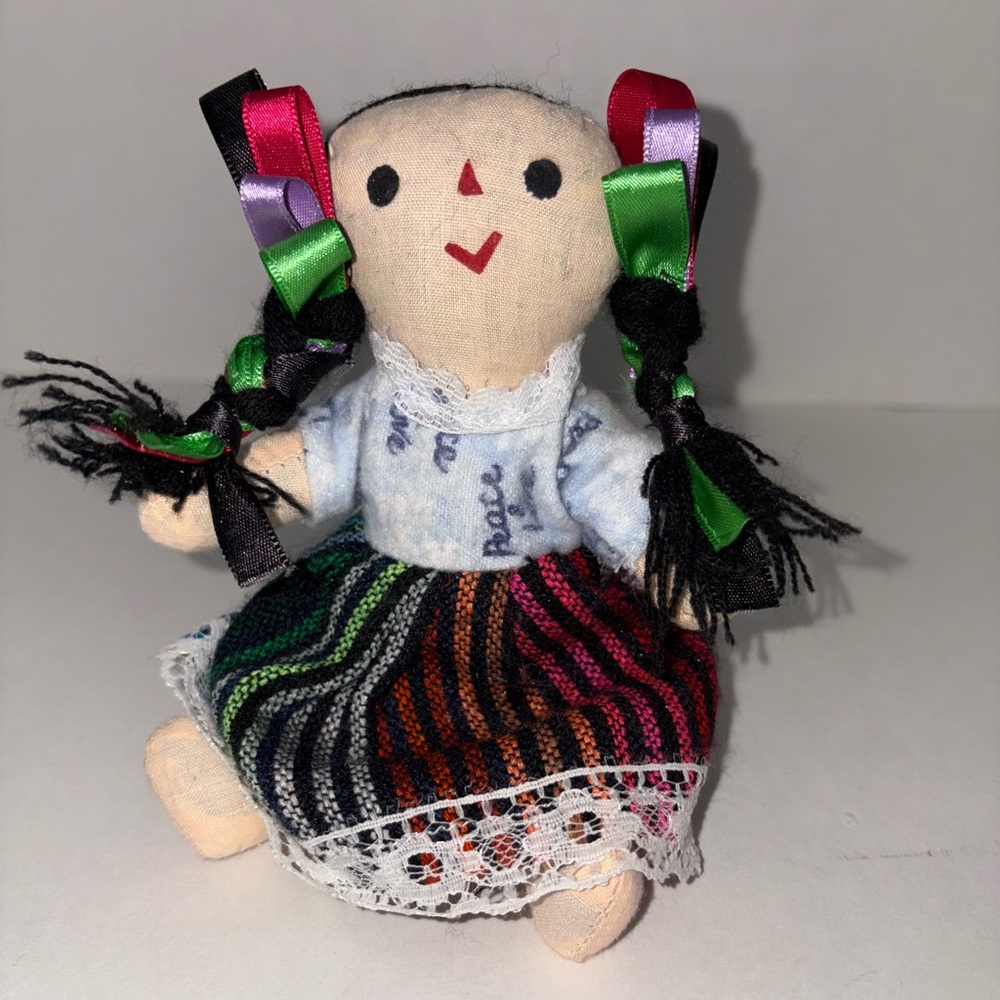 Mexican Maria Doll Small 6" Hand Crafted Cloth Doll